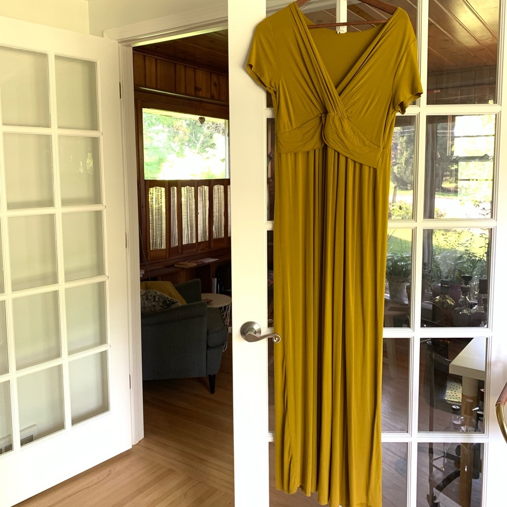 Golden Maternity Maxi Dress